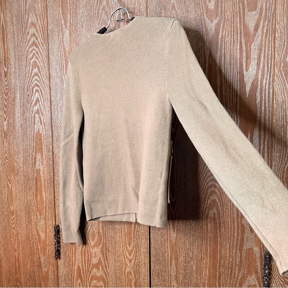 Ann Taylor Merino Wool Cardigan Jacket S Tan Zip-Up Sweater w/ Shoulder Buttons - Picture 7 of 7